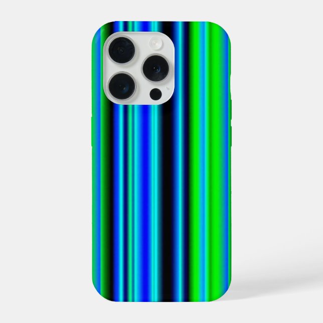 Blue Green Rainbow Stripes iPhone Case (Back)