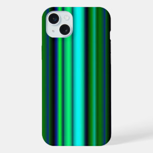 Blue Green Rainbow Stripes iPhone 15 Plus Case
