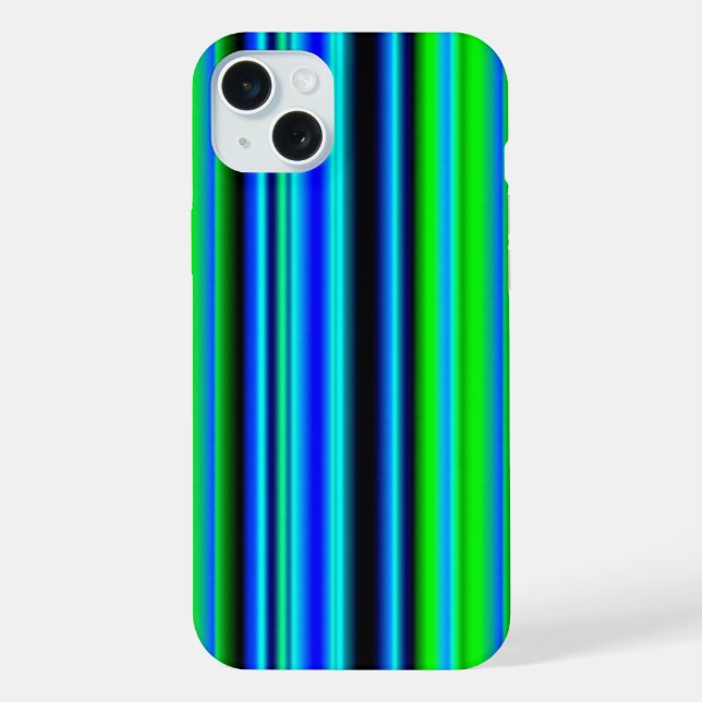 Blue Green Rainbow Stripes iPhone Case (Back)