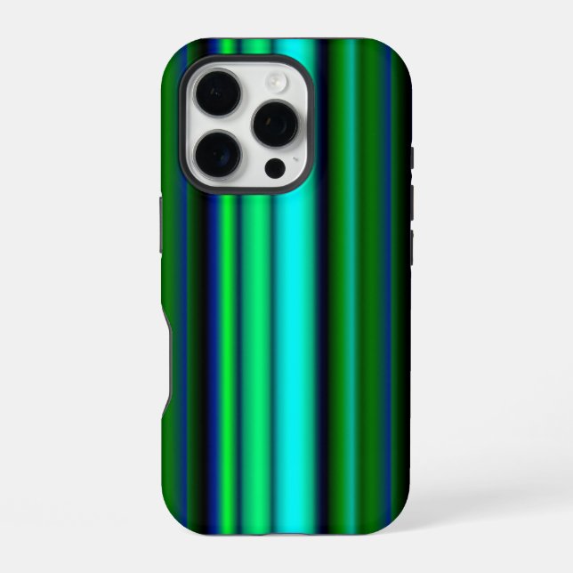 Blue Green Rainbow Stripes iPhone Case (Back)