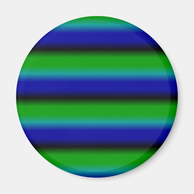 Blue Green Rainbow Stripes Magnet (Front)