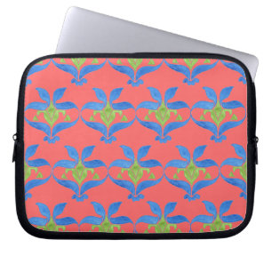 Blue, Green, Red Art Nouveau Pattern Laptop Sleeve