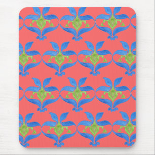 Blue, Green, Red Art Nouveau Pattern Mousepad