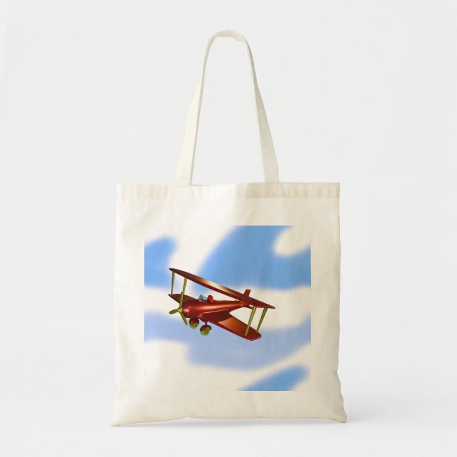 Blue Green Red Bi-plane Flight Adventure Tote Bag (Front)