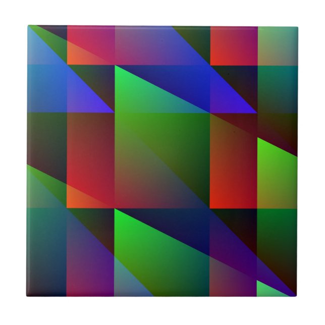 Blue, Green, Red Digital Abstract Tile (Front)