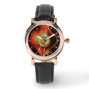BLUE GREEN RED FRACTAL ROSE WATCH