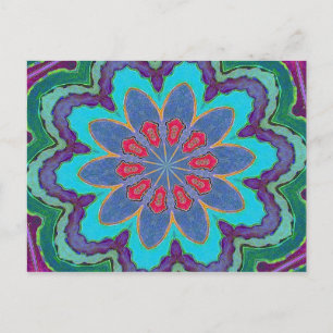 Blue Green Red Purple  Mandala Postcard