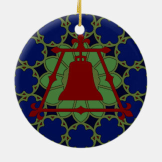 Blue, Green Red Stained Glass Fleur Design Ceramic Tree Decoration