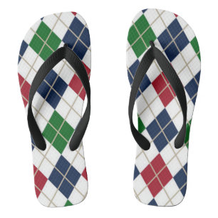 Blue Green Red White Argyle   Jandals
