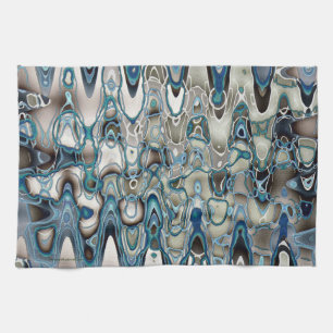 Blue green retro style tea towel