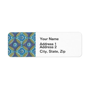 Blue Green Rustic Boho Geometric Circle Pattern