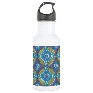 Blue Green Rustic Boho Geometric Circle Pattern 532 Ml Water Bottle