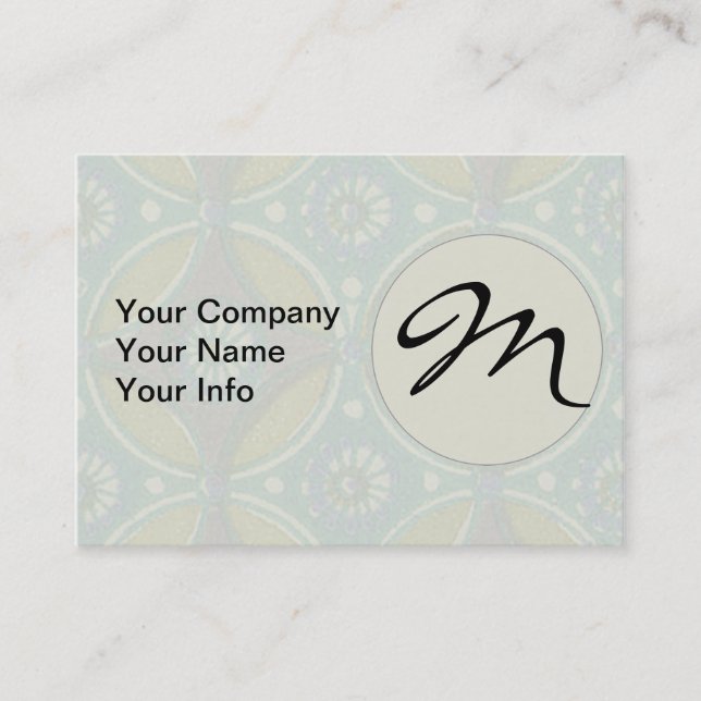 Blue Green Rustic Boho Geometric Circle Pattern Business Card (Front)