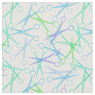 Blue Green Scissor Pattern Fabric