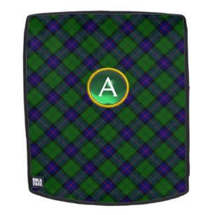 BLUE GREEN SCOTTISH TARTAN AND GEM STONE MONOGRAM BACKPACK