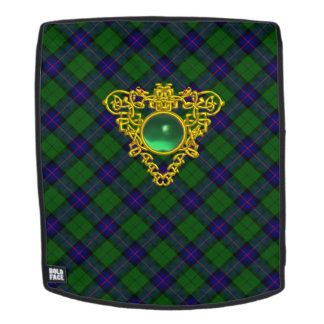 BLUE GREEN SCOTTISH TARTAN, GOLD CELTIC HEART BACKPACK