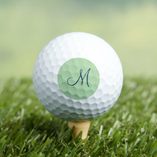 Blue Green Script Monogram Initial Golf Balls