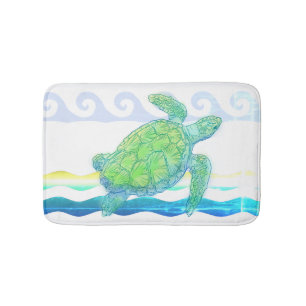 Blue & Green Sea Turtle Bath Mat