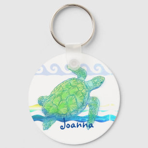 Blue & Green Sea Turtle Key Ring