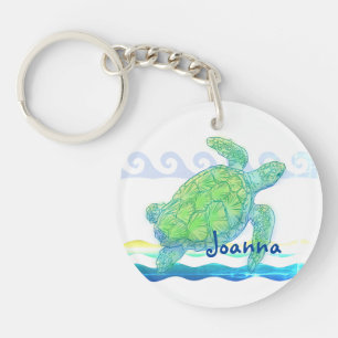 Blue & Green Sea Turtle Key Ring