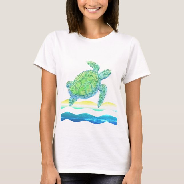 Blue & Green Sea Turtle T-Shirt (Front)