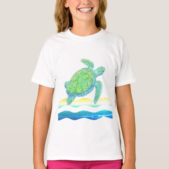 Blue & Green Sea Turtle T-Shirt (Front)