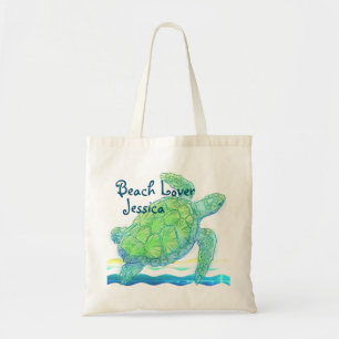 Blue & Green Sea Turtle Tote Bag