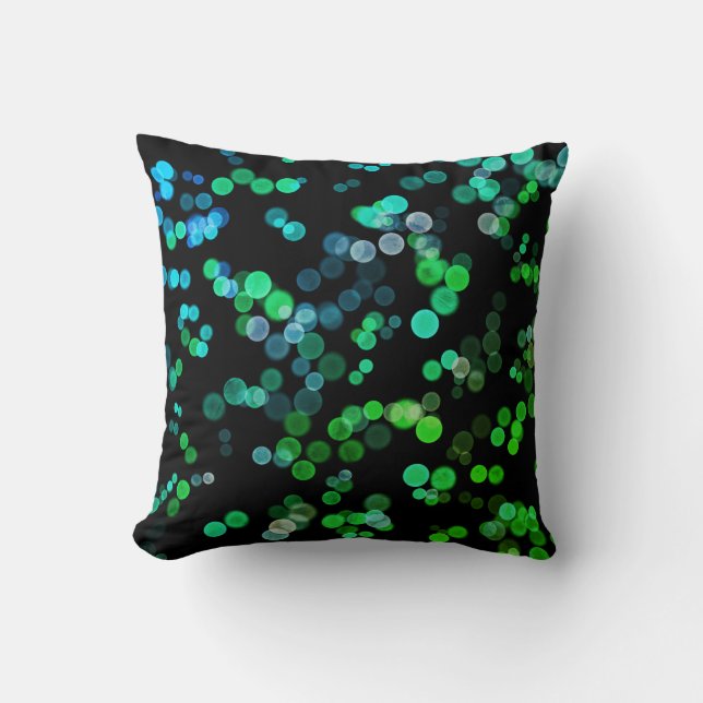 Blue Green Seagreen Abstract Bubble Pattern Cushion (Front)