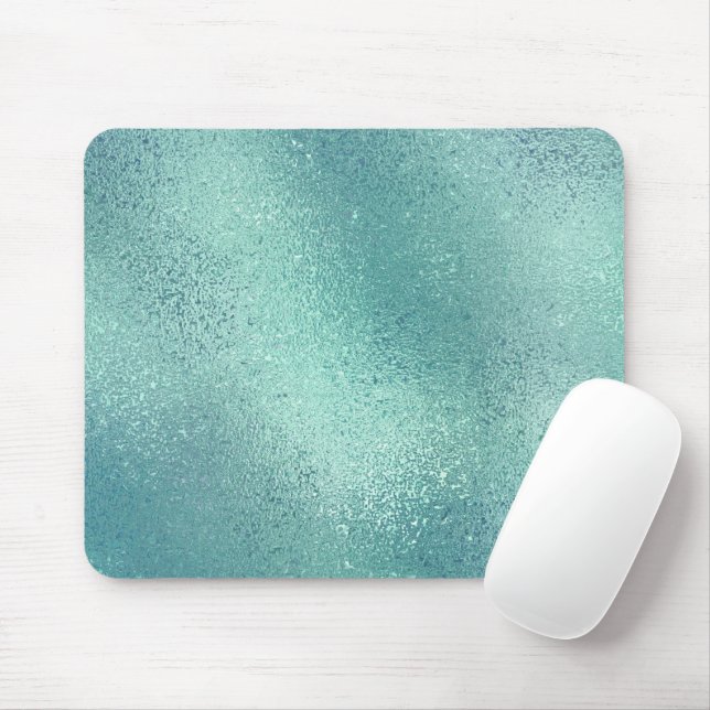 Blue-green shimmering iridescent abstract texture mouse pad (With Mouse)
