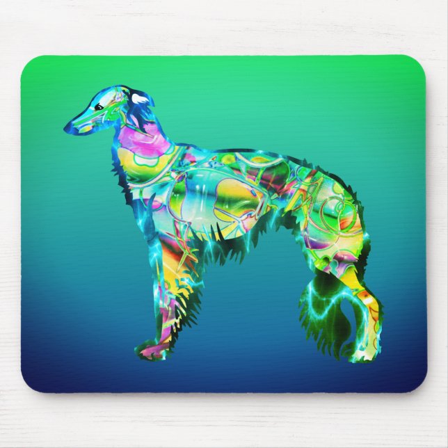 Blue-Green Silken Windhound Mouse Pad (Front)