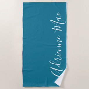 Blue Green Simply Personalised Beach Towel
