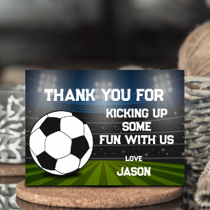 Blue Green Soccer Stadium Football Sport Birthday Thank You Card