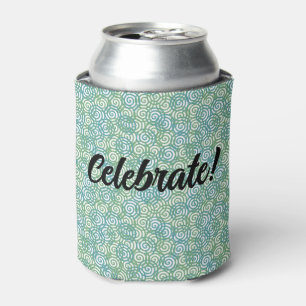 Blue Green Spirals Can Cooler