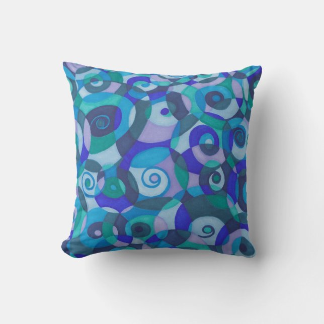 Blue Green Spirals Cushion (Front)