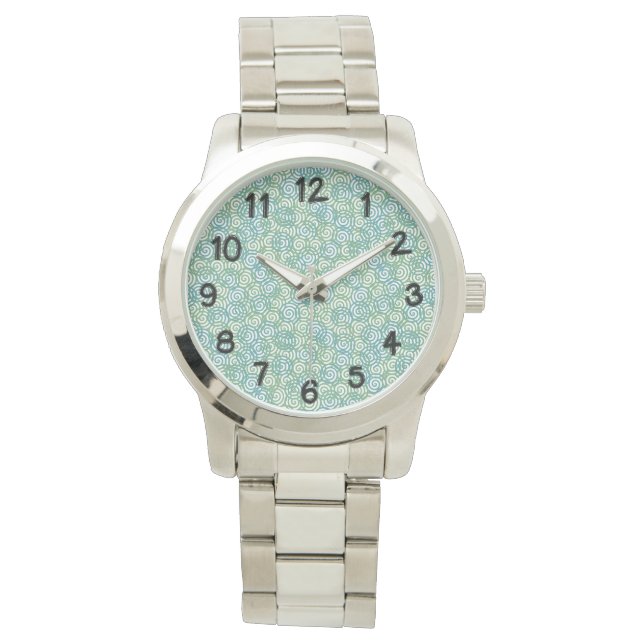 Blue Green Spirals Watch (Front)