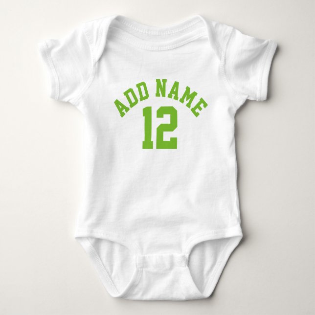 Blue & Green Sports Jersey Custom Name Number Baby Bodysuit (Front)
