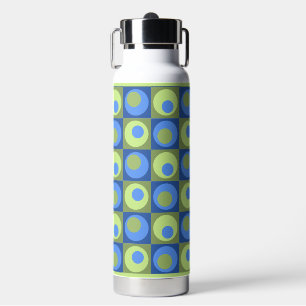 Blue Green Square Dot Geometric Pattern Cold-Hot  Water Bottle