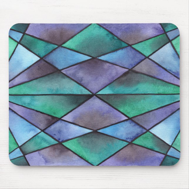 Blue Green Stained Glass Mouse Pad (Front)