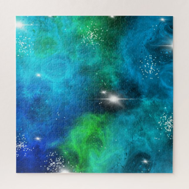 Blue Green Star Nebula Space Galaxy Universe Jigsaw Puzzle (Vertical)