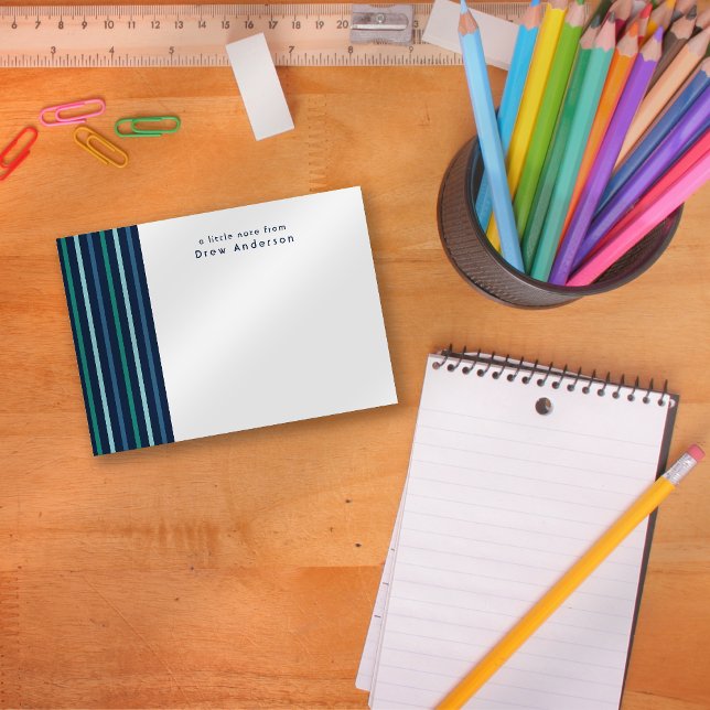 Blue Green Stripe Personalised Children's Card (Creator Uploaded)