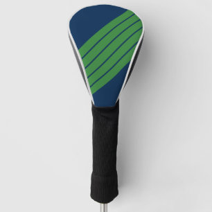 Blue Green Striped 70s 80s Classic Retro Stripes Golf Head Cover