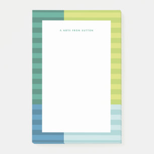 Blue green stripes fun colourful frame personalise post-it notes