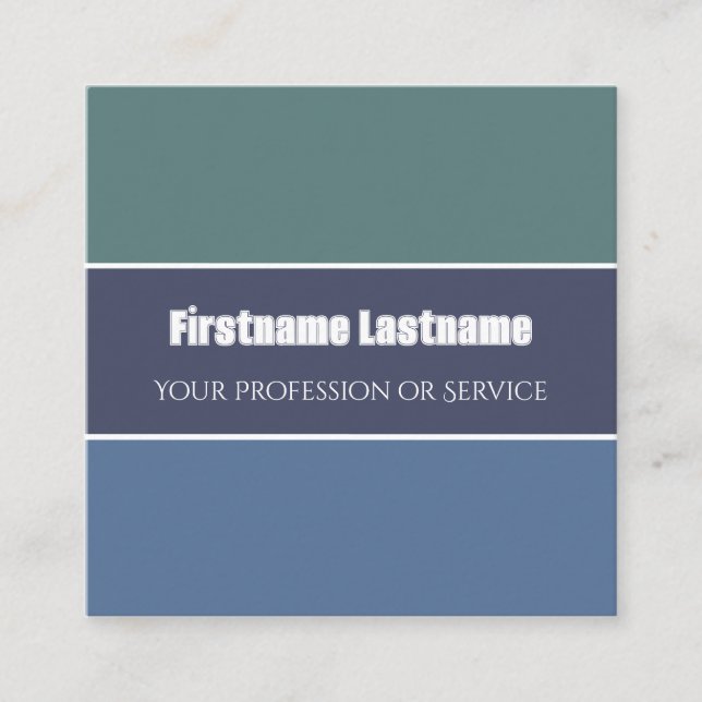 Blue green stripes harmonic colour palette QR-Code Square Business Card (Front)