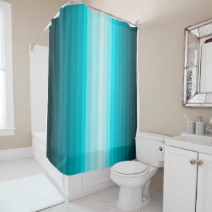 Blue Green Stripes Shower Curtain