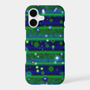 Blue Green Stripes with Stars and Raindrops