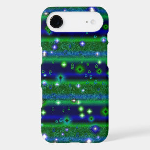 Blue Green Stripes with Stars and Raindrops
