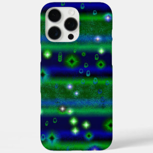 Blue Green Stripes with Stars and Raindrops iPhone 16 Pro Max Case