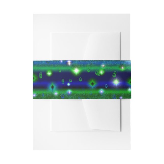 Blue Green Stripes with Stars and Raindrops Invitation Belly Band (Front Example)