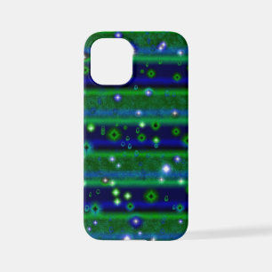 Blue Green Stripes with Stars and Raindrops iPhone 12 Mini Case
