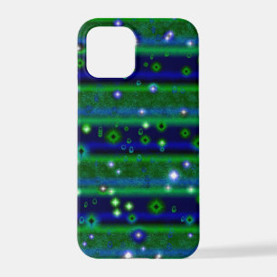 Blue Green Stripes with Stars and Raindrops iPhone 12 Pro Case